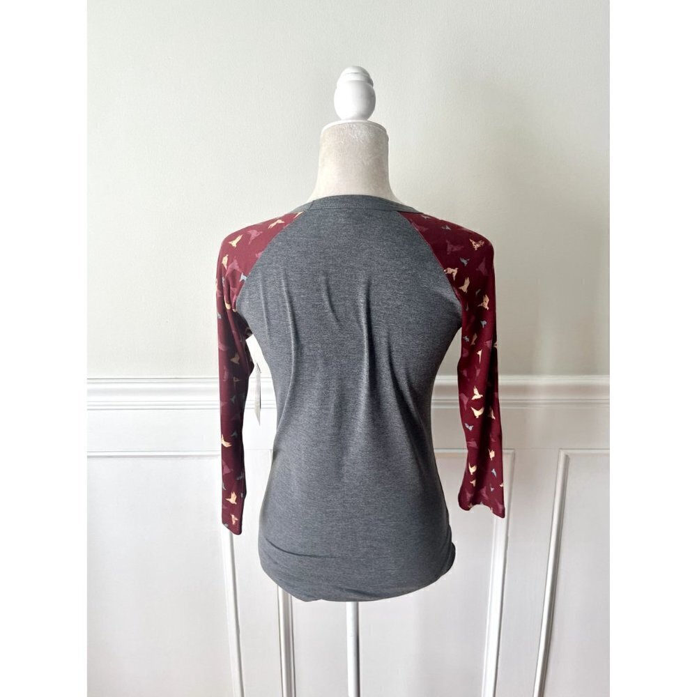 Lularoe Randy Raglan Top Gray NWT XXS - Picture 3 of 4